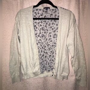 Gap Gray Mixed-Media Cardigan Sweater Sz. M